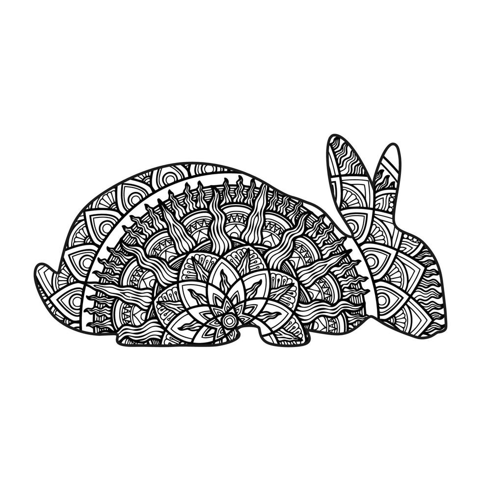 Cute rabbit mandala coloring vector illustration design.