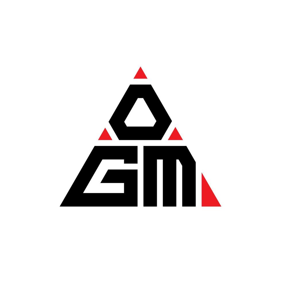 diseño de logotipo de letra triangular ogm con forma de triángulo. monograma de diseño de logotipo de triángulo ogm. plantilla de logotipo de vector de triángulo ogm con color rojo. logo triangular ogm logo simple, elegante y lujoso.