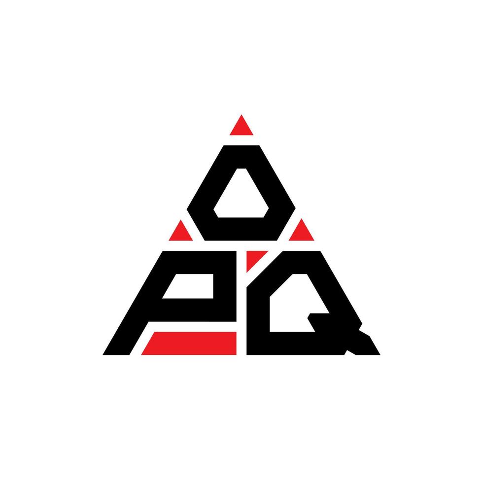 diseño de logotipo de letra triangular opq con forma de triángulo. monograma de diseño de logotipo de triángulo opq. plantilla de logotipo de vector de triángulo opq con color rojo. logotipo triangular opq logotipo simple, elegante y lujoso.