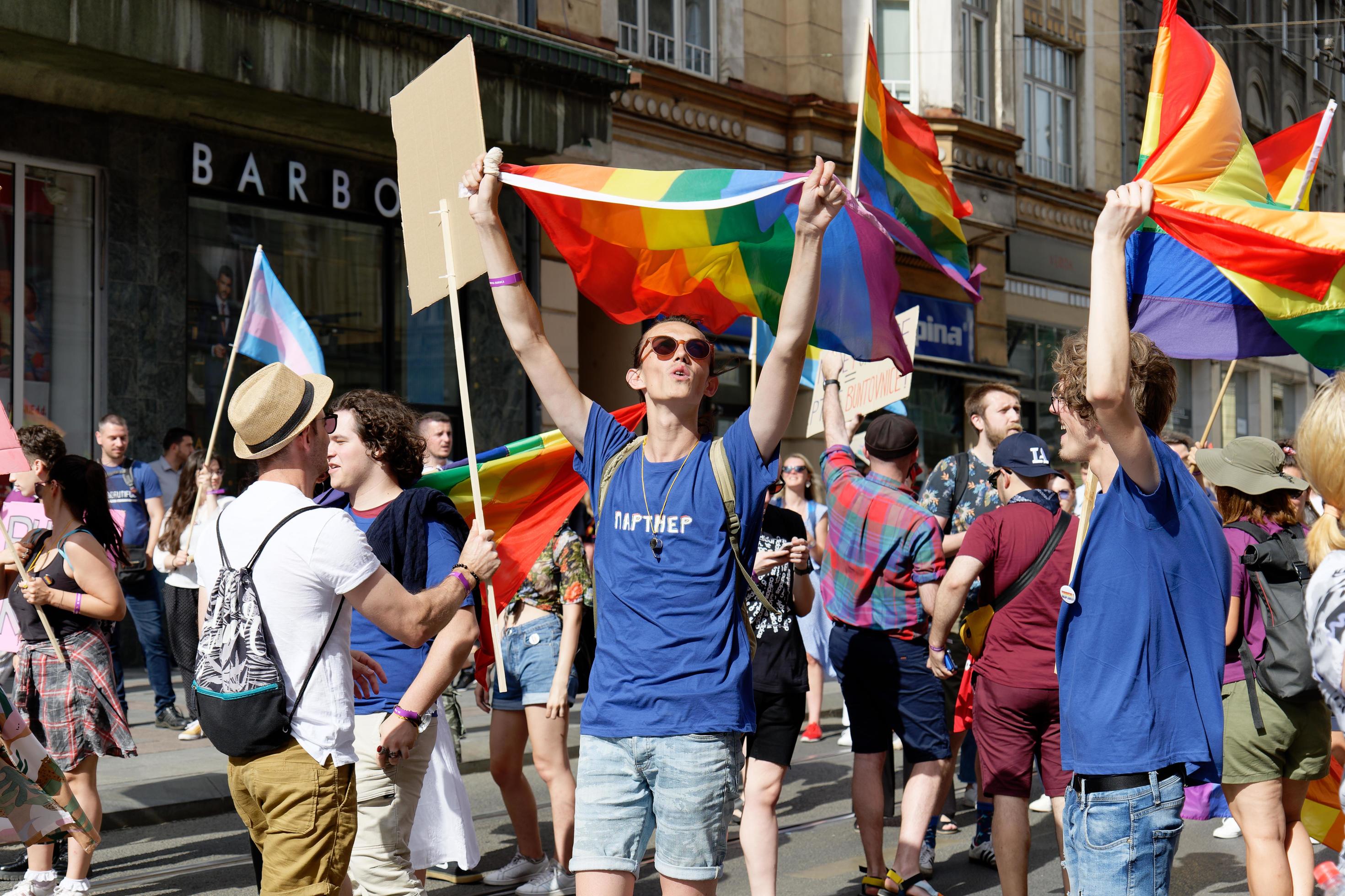 Sarajevo, Bosnia Herzegovina June 2022 LGBTIQ March Pride. Colorful 