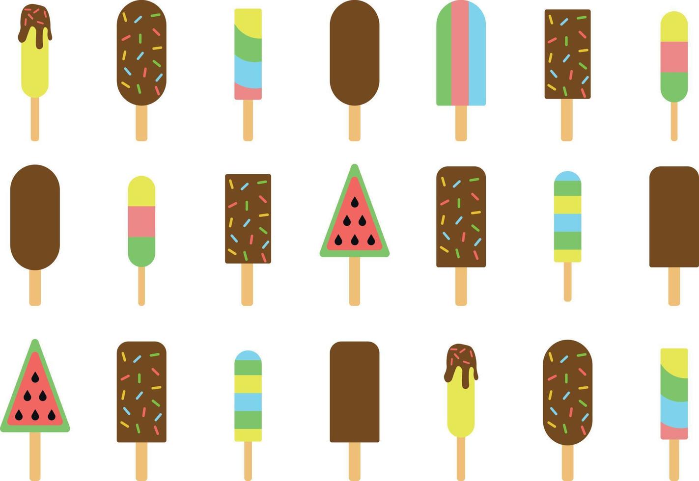 Ice cream on stick isolated on white background. Ice cream sweet refreshing summer illustration vector. Chocolate sprinkles ice cream popsicle vector