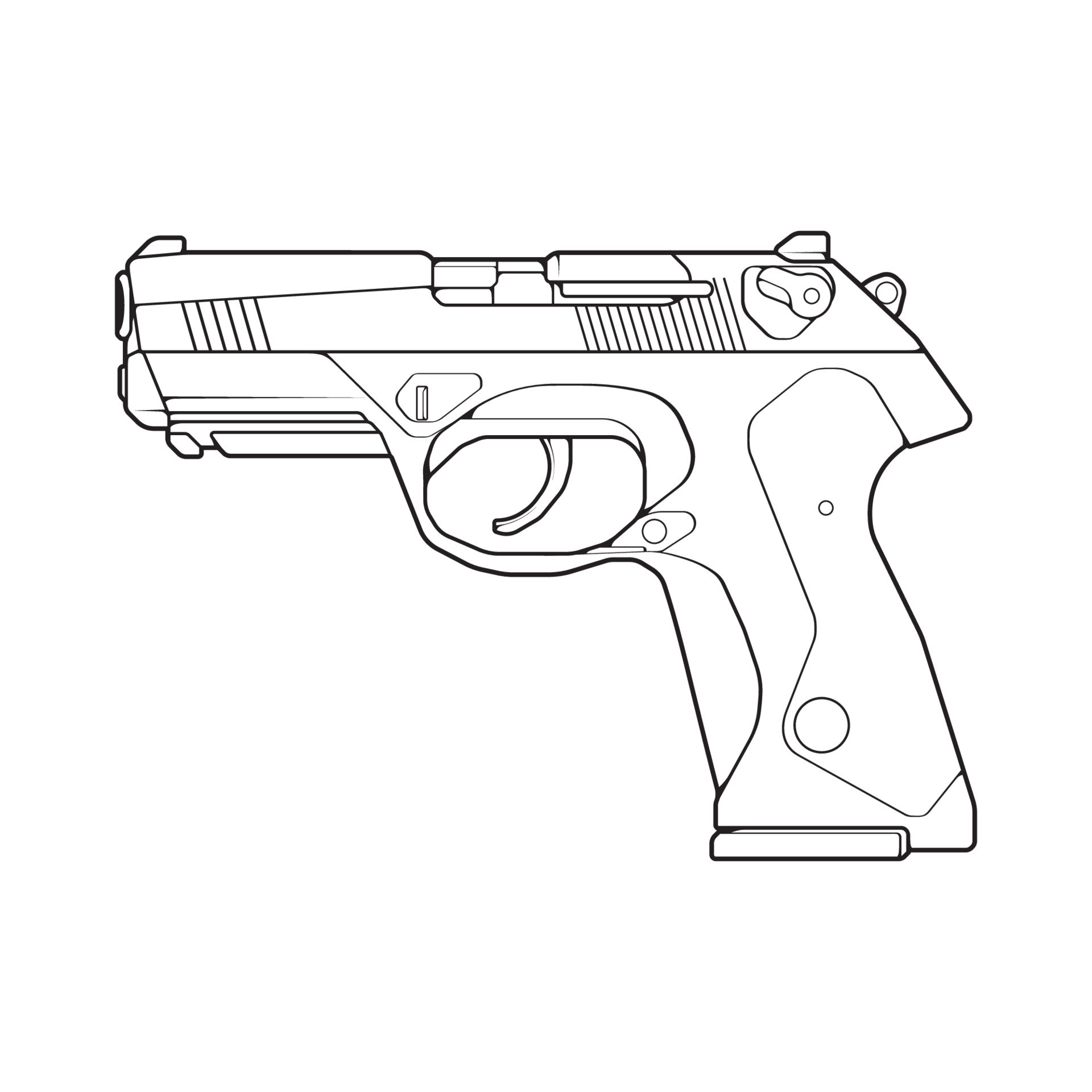 Firearms line art style, Shooting gun, Weapon illustration, Vector Line