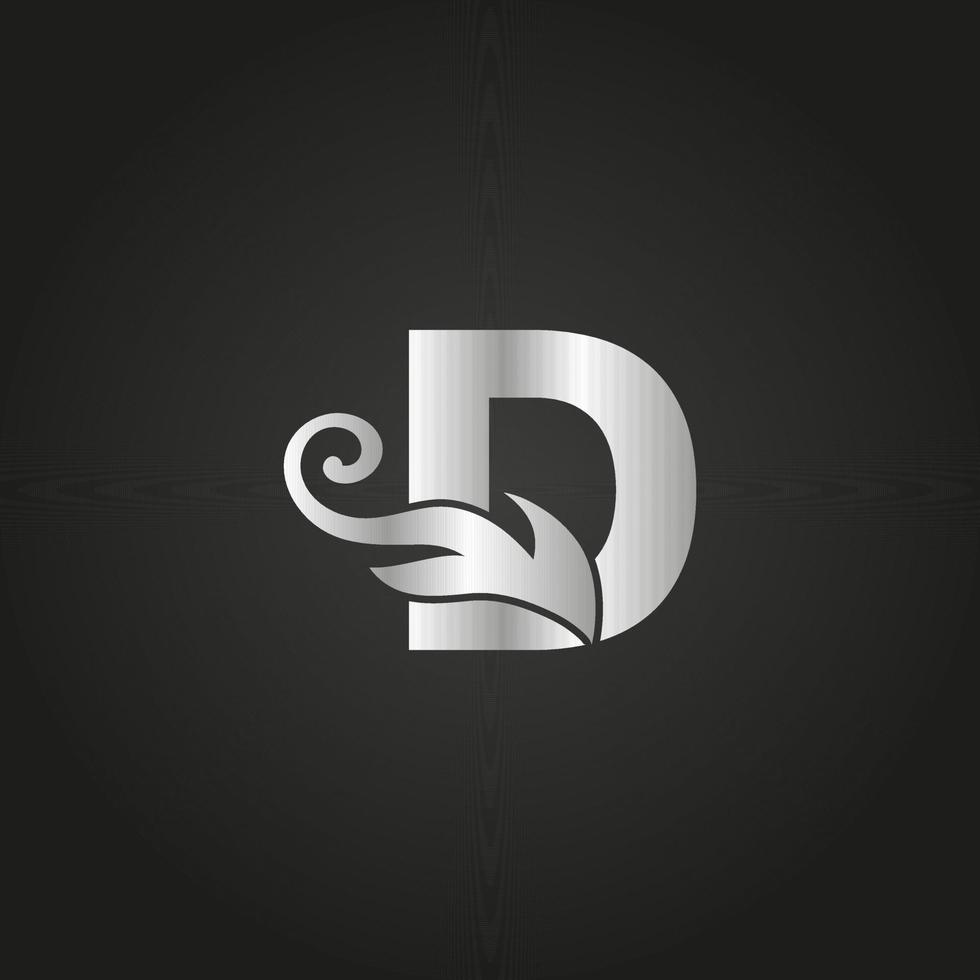 silver luxury letter D logo. D logo with graceful style vector file.