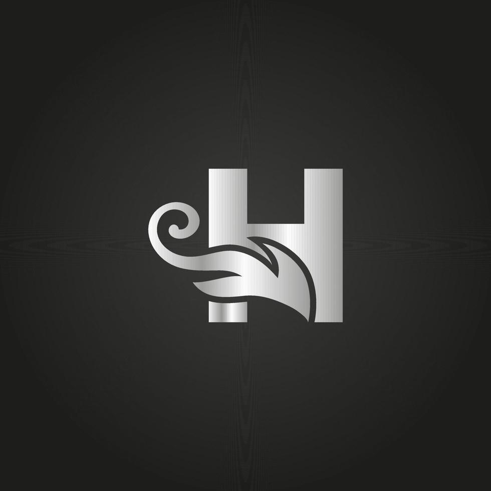 silver luxury letter H logo. H logo with graceful style vector file.