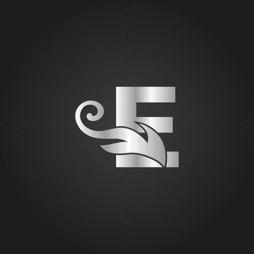 silver luxury letter E logo. E logo with graceful style vector file.