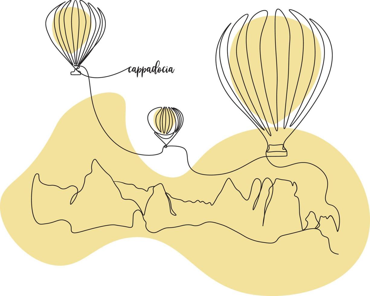 cappadocia with lineart style vector