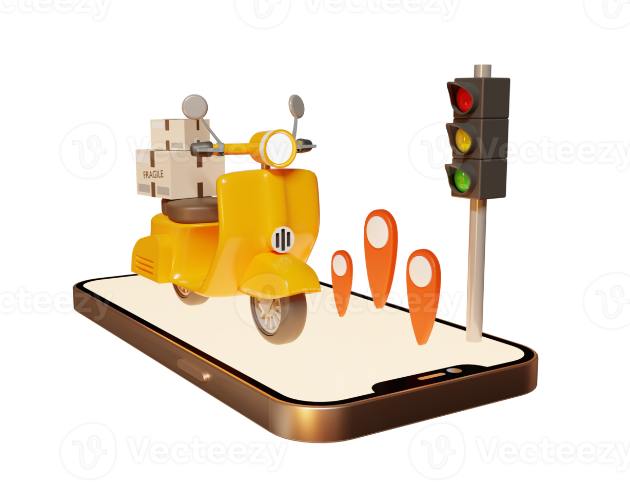 Pacchetti di consegna 3d con moto png