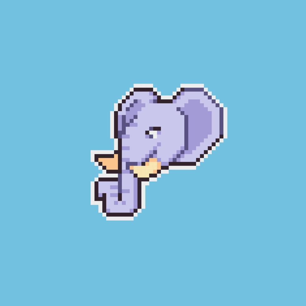 Flexible Editable vector elephant head pixel art for game development, graphic design, website assets and more.