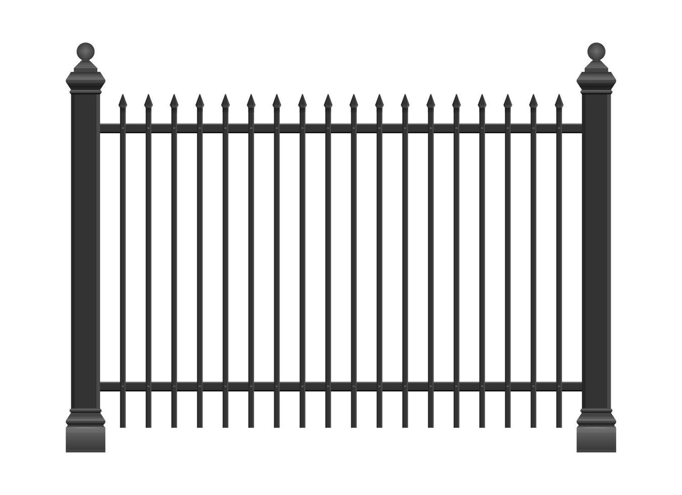 Realistic steel fence vector illustration isolated on white