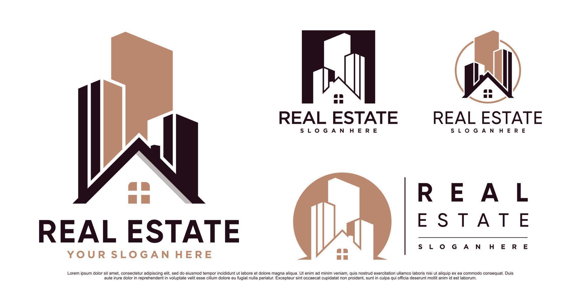 Set collection of real estate building logo design inspiration with modern concept Premium Vector