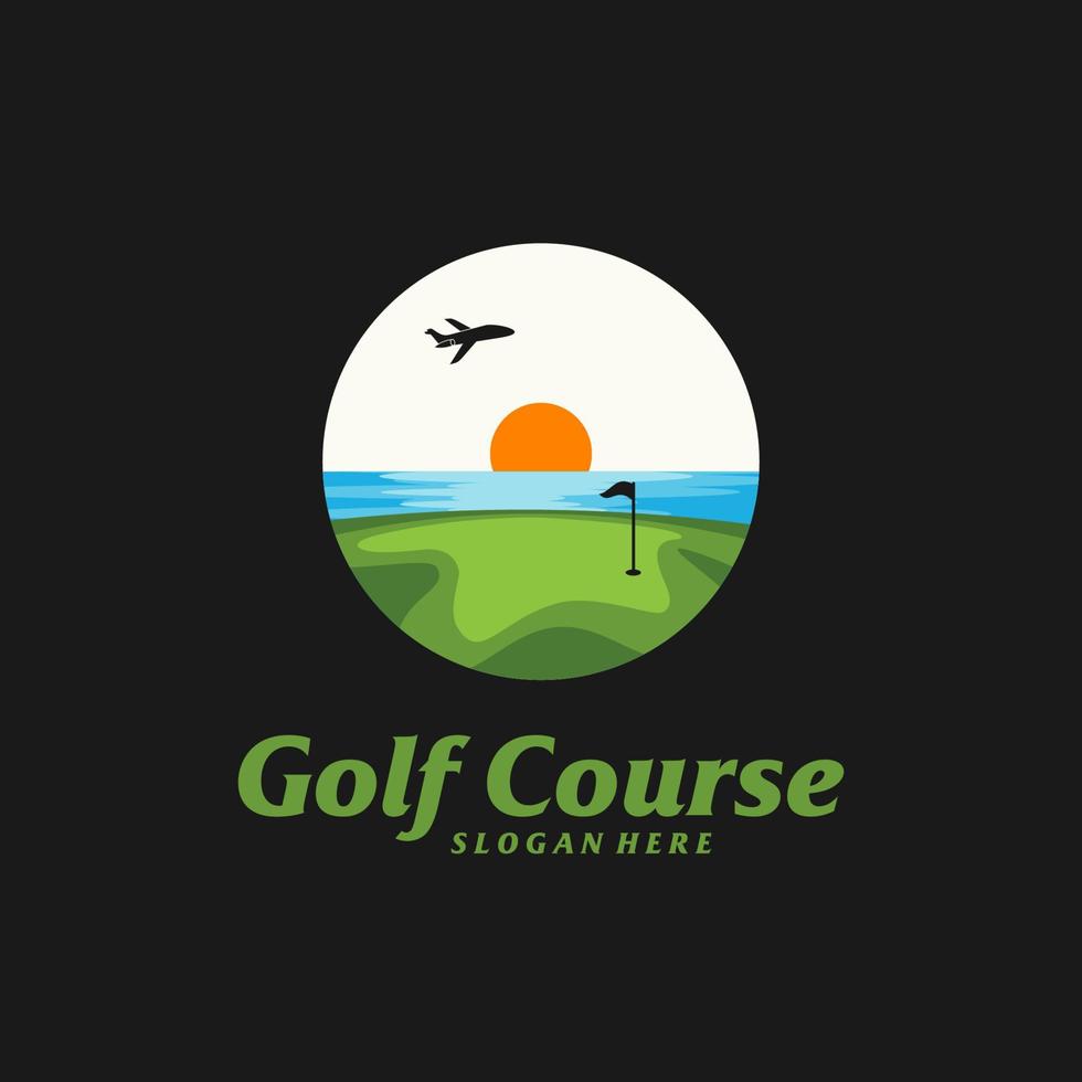 plantilla de diseño de logotipo de campo de golf. vector de concepto de logotipo de campo de golf. símbolo de icono creativo