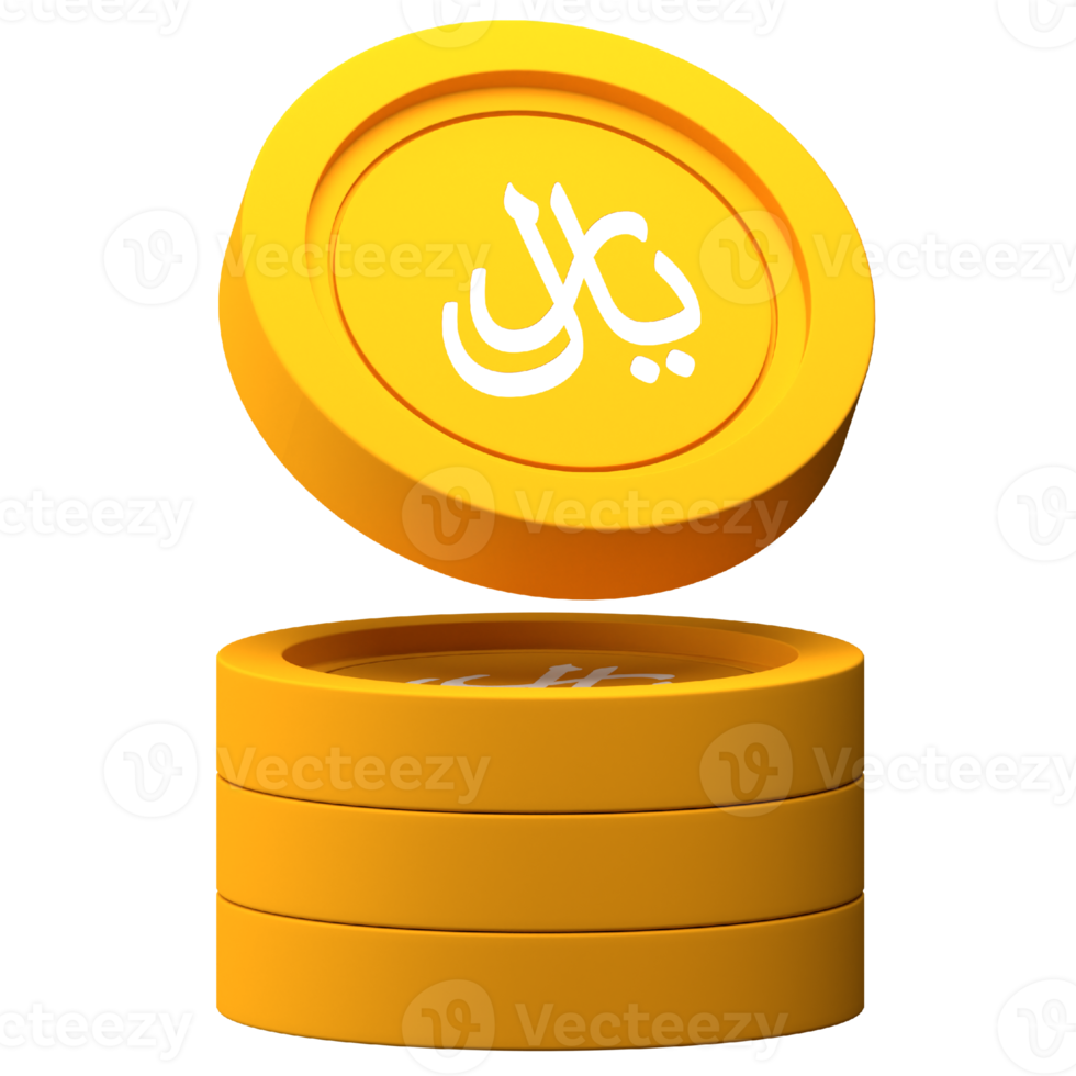 Riyal Coin Stack 3d Icon for Finance or Business Illustration png