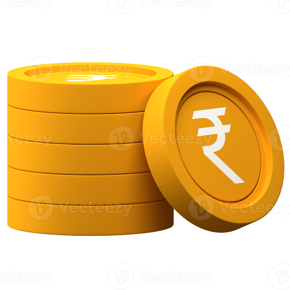 Rupee Coin Stack 3d Icon for Finance or Business Illustration png