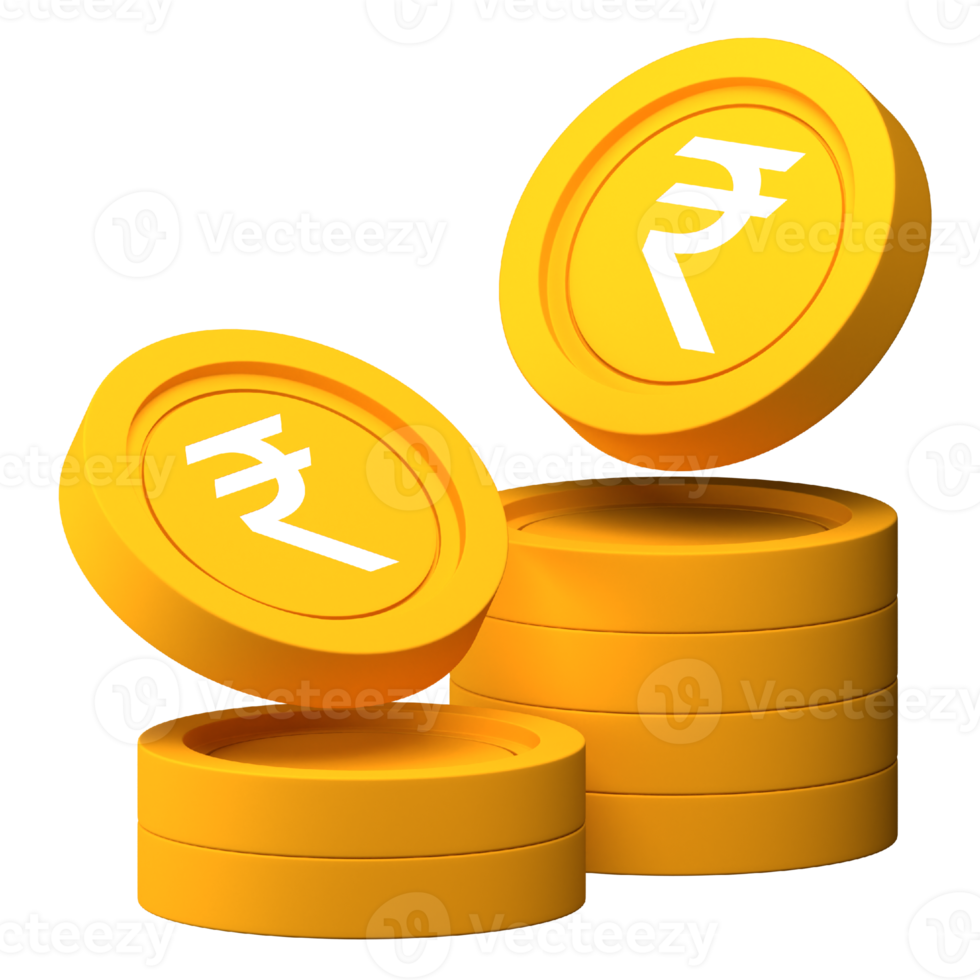 Rupee Coin Stack 3d Icon for Finance or Business Illustration png