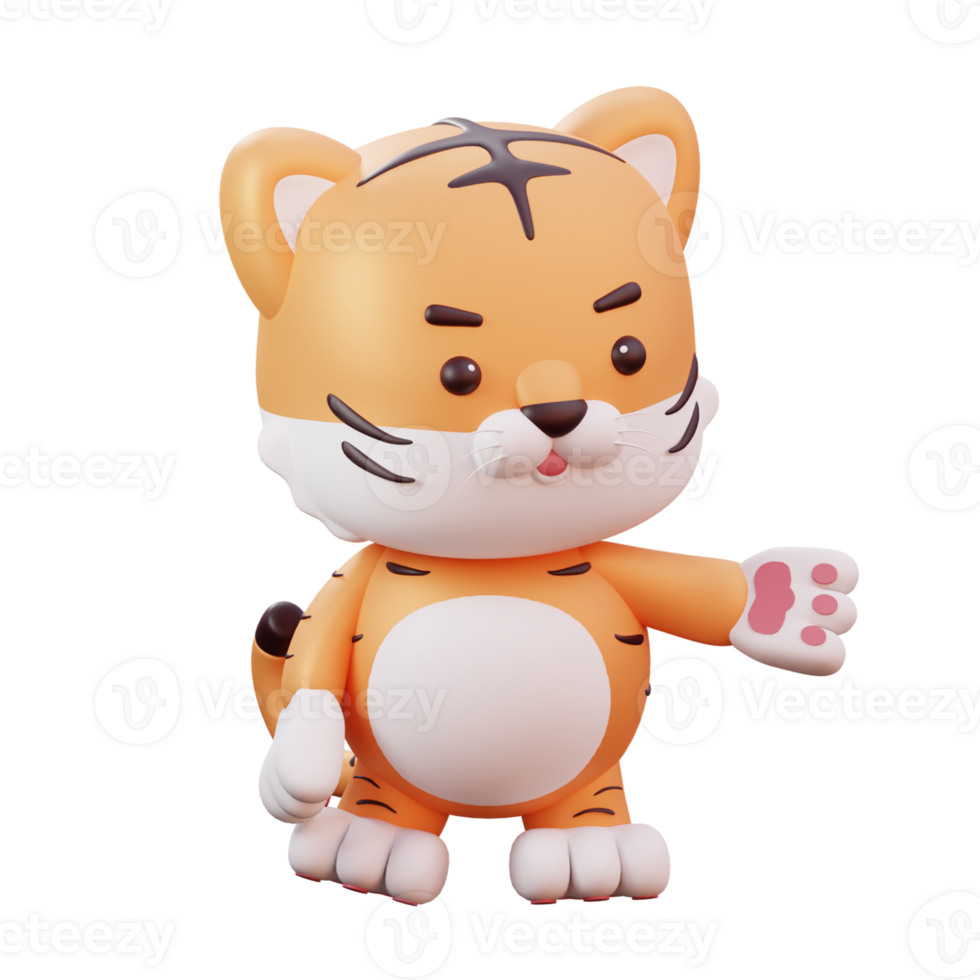 3d chinese new year mascot tiger with transparent background png