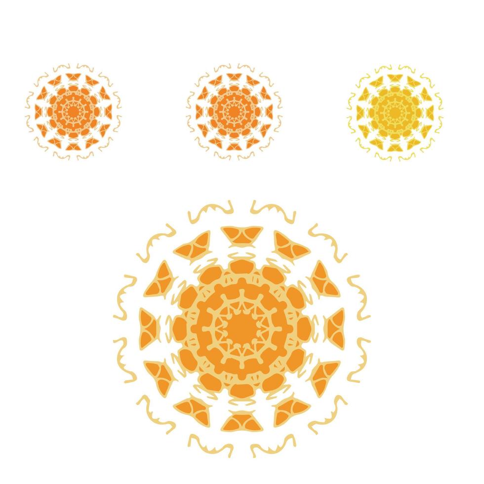 Collection of 3 Ornamental round pattern. colorful mandala on white background. Vector illustration.