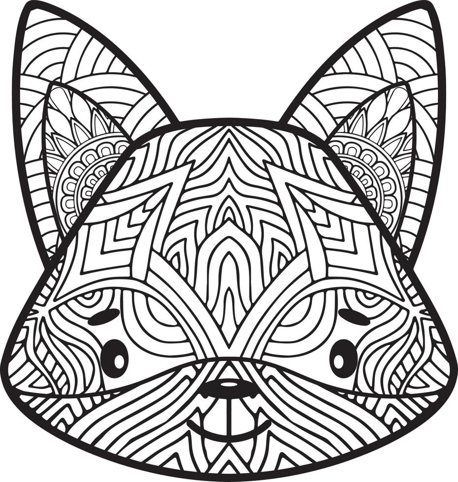 Fox mandala coloring page vector