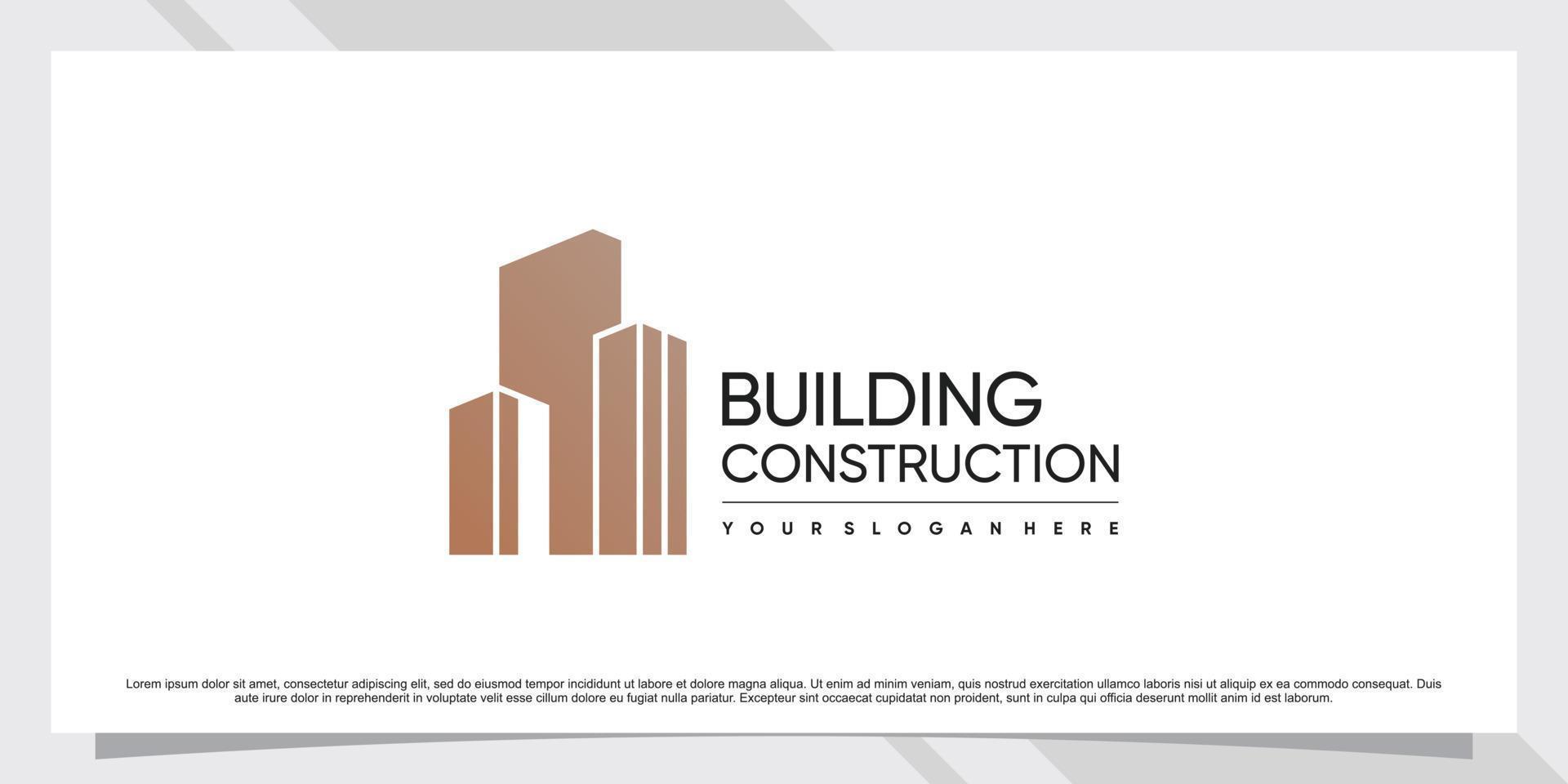 diseño de logotipo de construcción para construcción de negocios con vector premium de concepto creativo