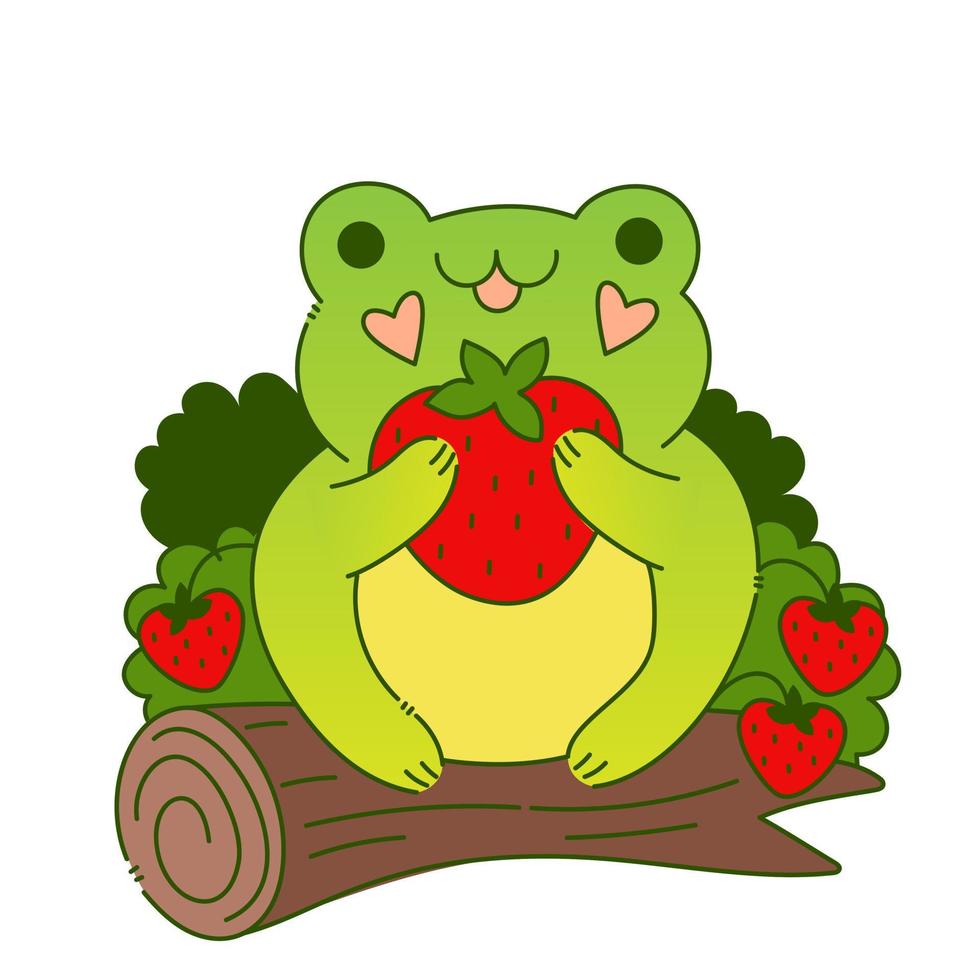 Cute cartoon funny frog. Kawaii character baby animals. Kids ...