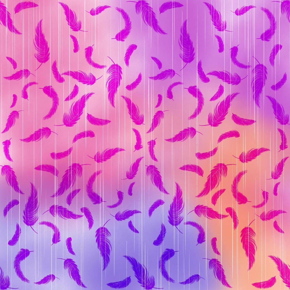 multi-colored feathers of a bird of pastel shades. Pastel-colored seamless feather pattern. Seamless background with feathers of bird. seamless pattern. Design for fabric, curtain, background, carpet photo