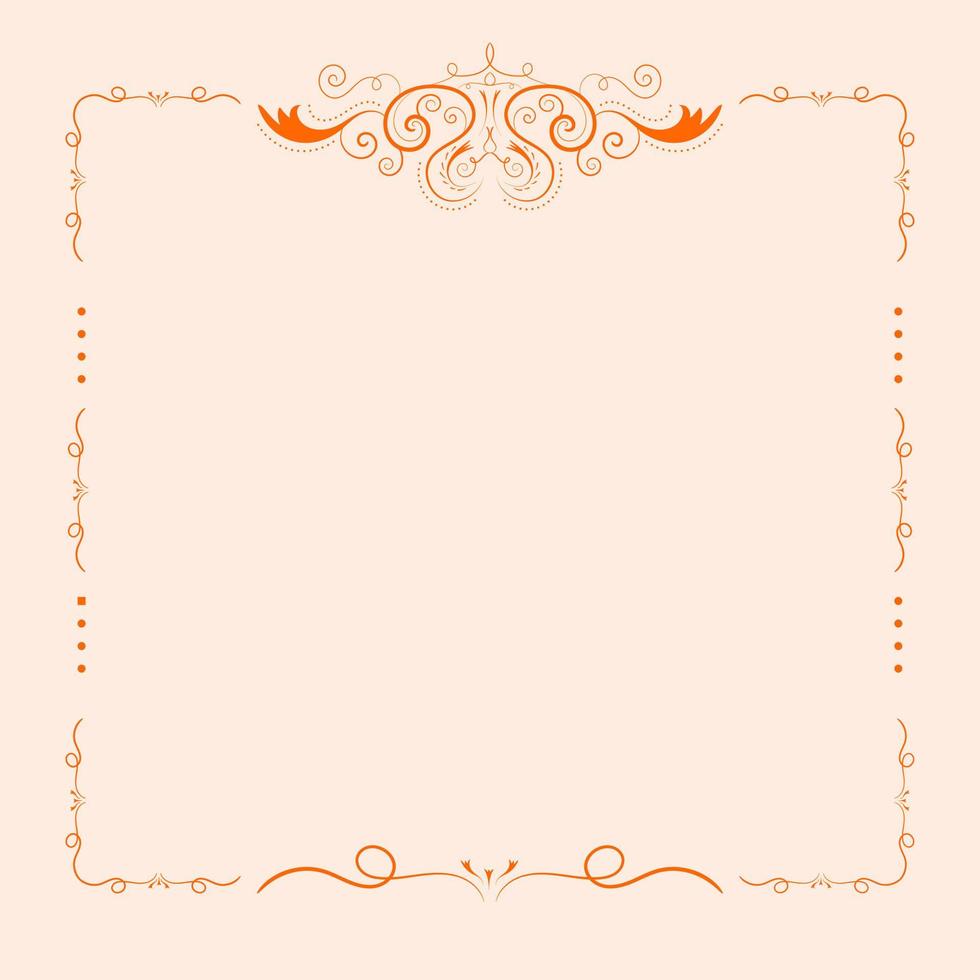 Calligraphic Decorative frame rectangular background with Ornamental golden design, vintage border frame vector