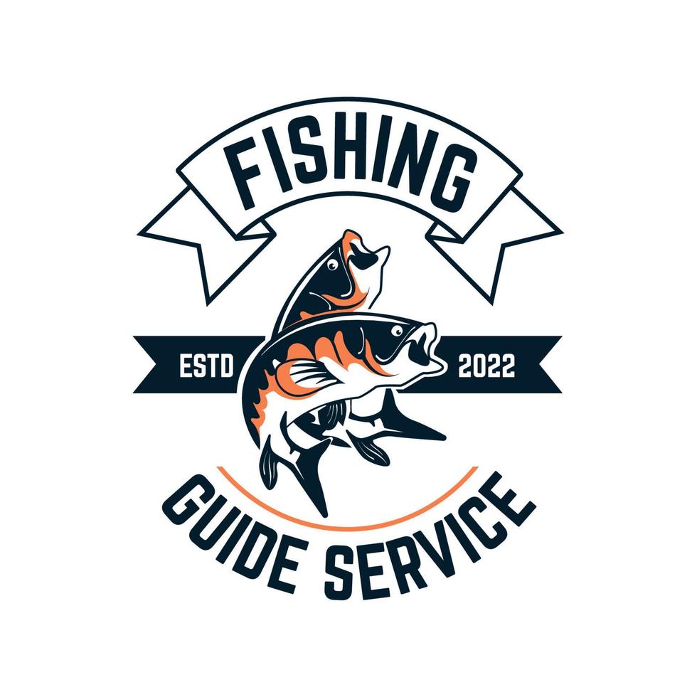 Vintage retro fishing logo template vector