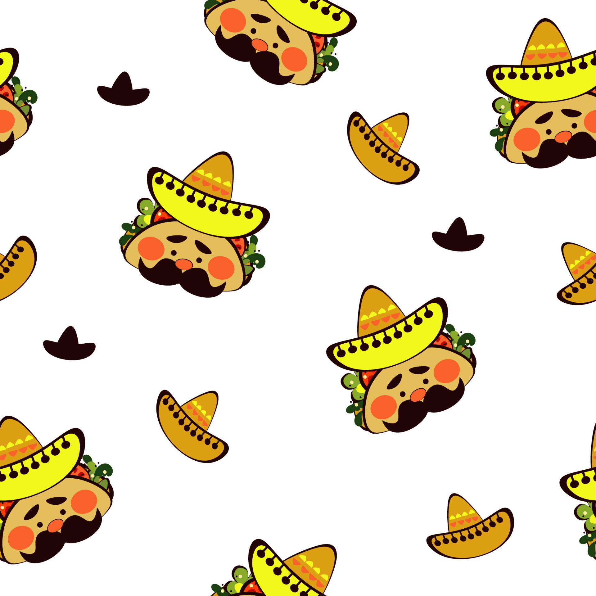 Seamless Pattern Tacos Character Sombrero Doodle Traditional Mexican seamless-pattern-tacos-character-sombrero-doodle-traditional-mexican