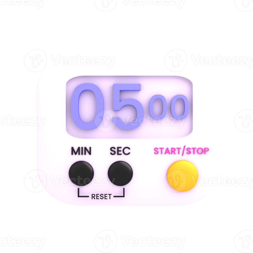 3d digitale stopwatch pictogram geïsoleerde illustratie png