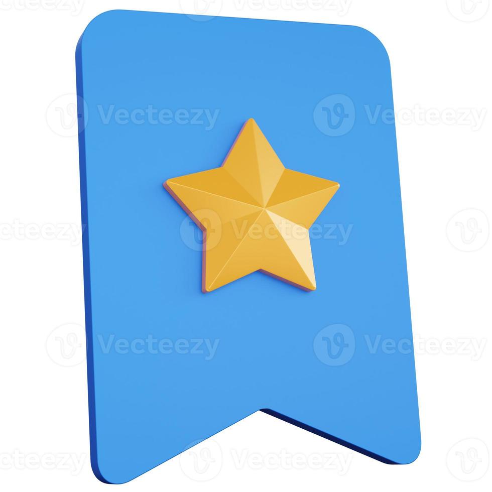 3d rendering bookmark with yellow star isolated photo