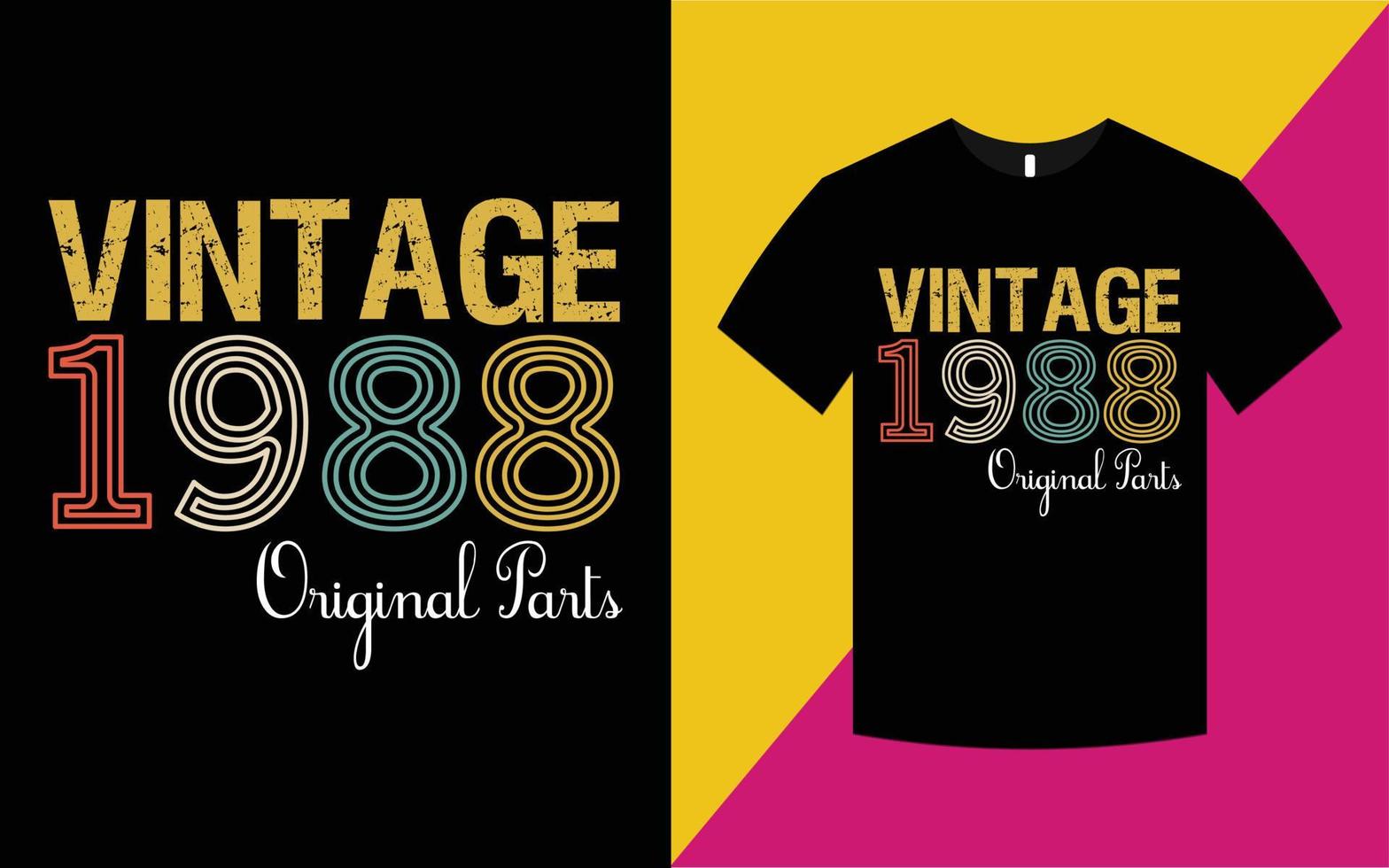 Vintage Birthday 1988 Graphics T-shirt Template vector