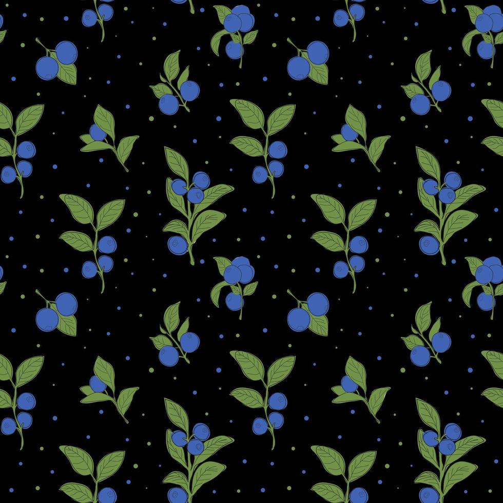 Seamless pattern with fresh blueberries, blueberry bushes. Pattern for textiles, wrapping paper vector