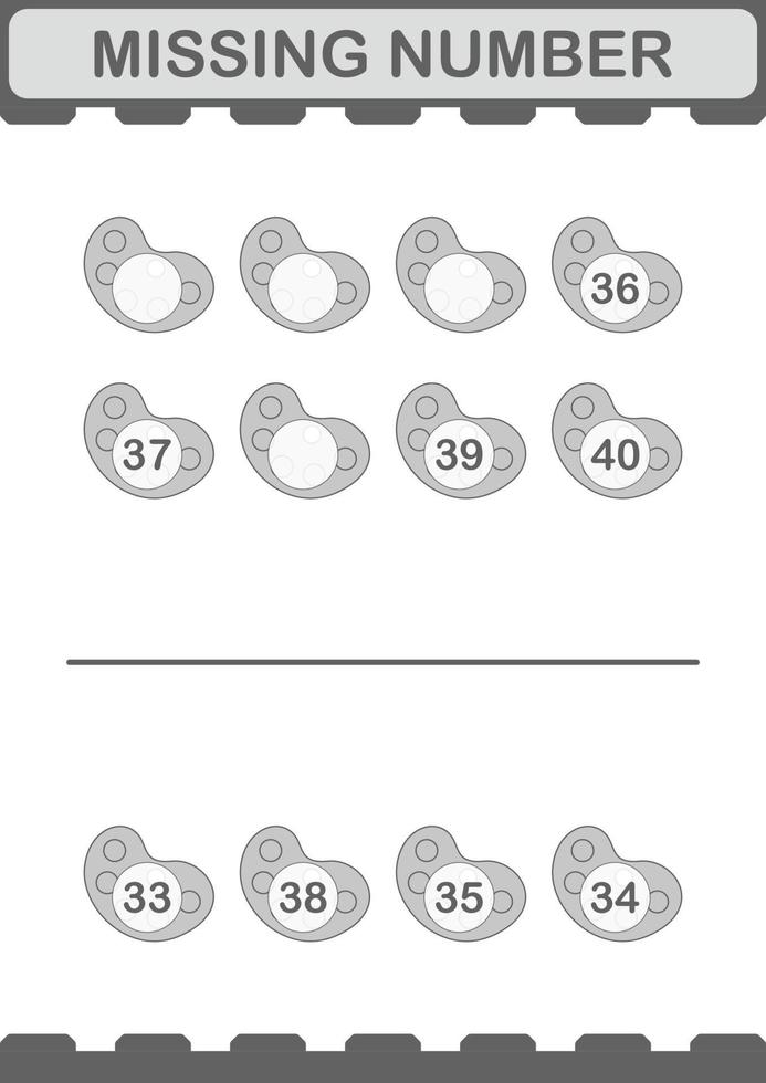 Missing number with Art Palette. Worksheet for kids vector