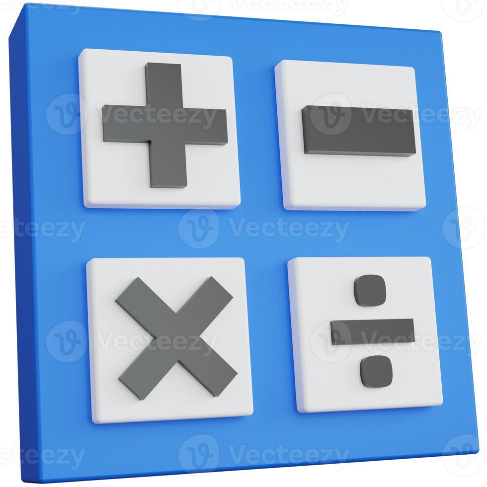 3d rendering calculator with four buttons isolated photo