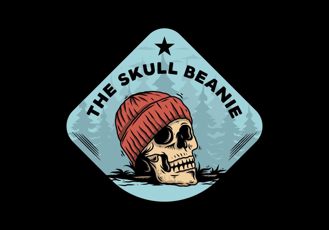 Skull head wearing beanie illustration design vector
