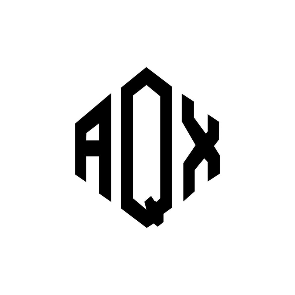 AQX letter logo design with polygon shape. AQX polygon and cube shape logo design. AQX hexagon vector logo template white and black colors. AQX monogram, business and real estate logo.