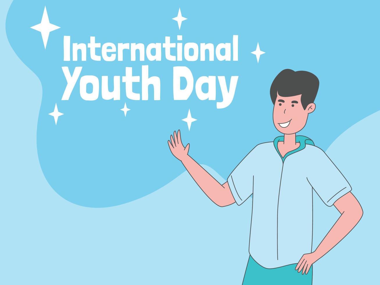 día internacional de la juventud, banner de fondo de ilustración de juventud feliz vector
