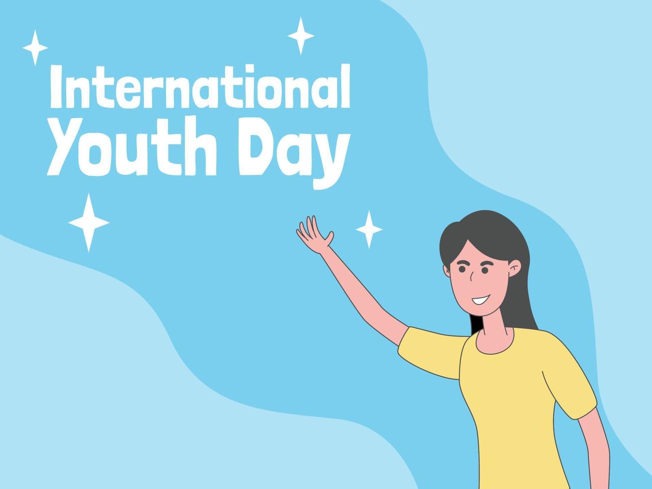 International youth day, happy youth illustration background banner vector