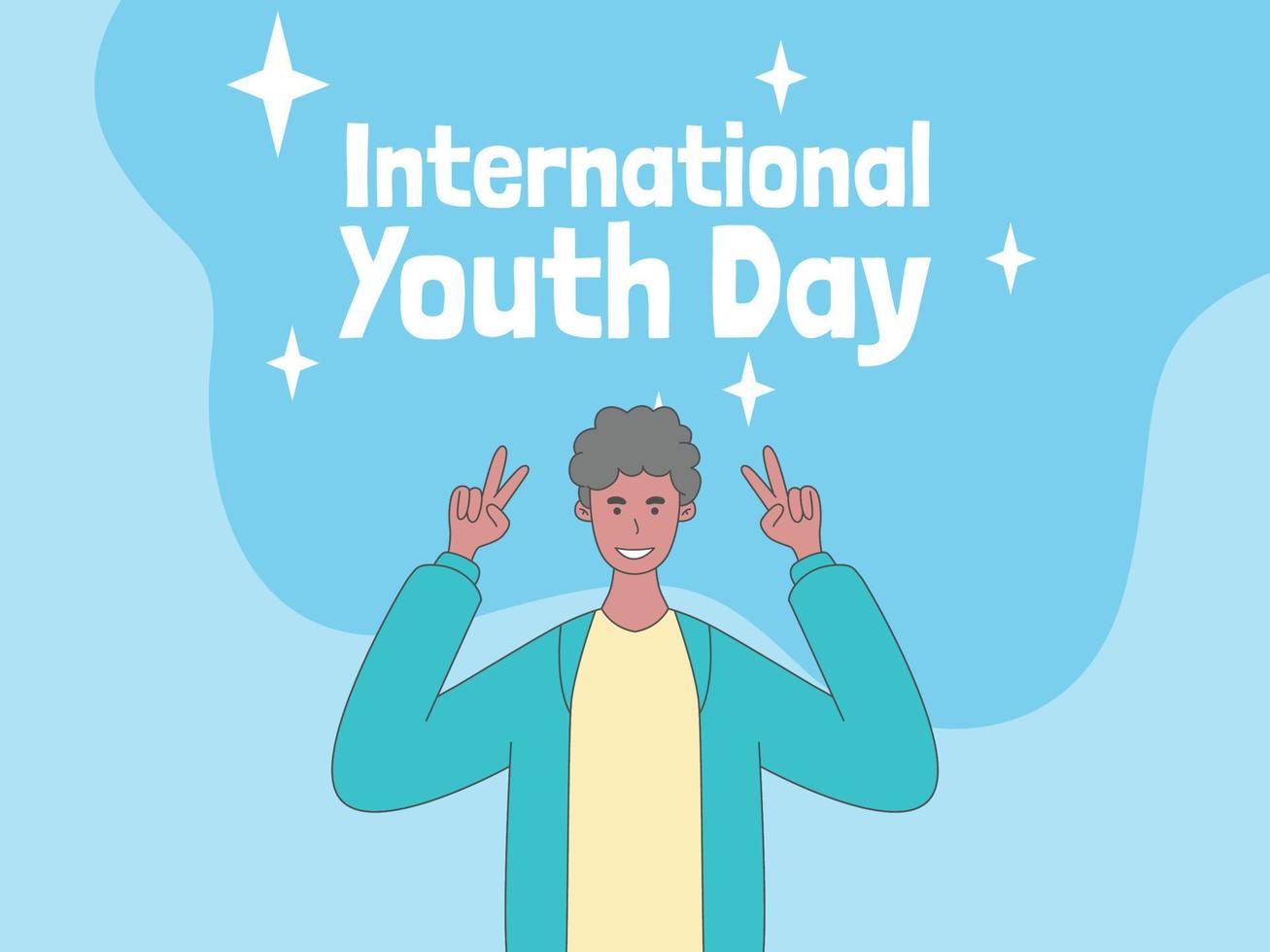día internacional de la juventud, banner de fondo de ilustración de juventud feliz vector