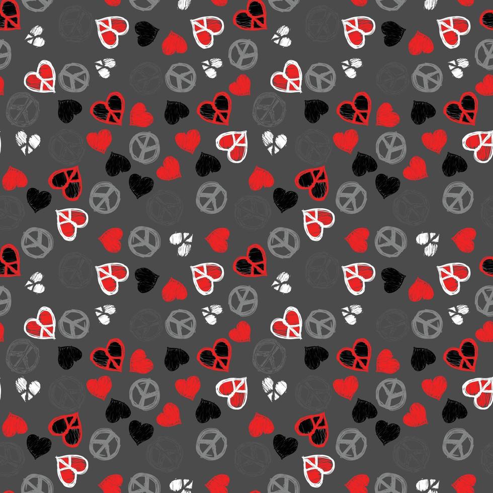 Heart peace sign seamless pattern vector