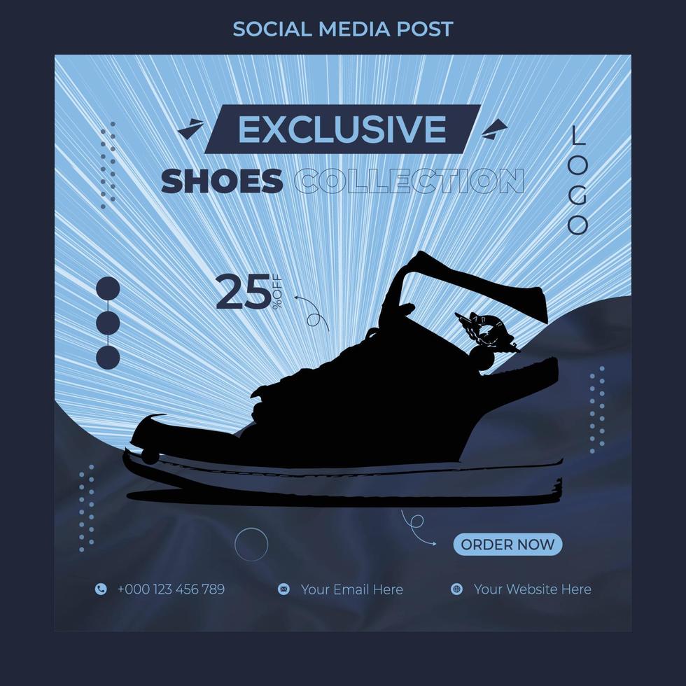 Modern sport fashion shoes brand product social media post and banner design template. vector