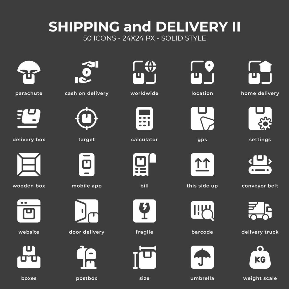 Shipping and Delivery Icon Pack With Black Color vector