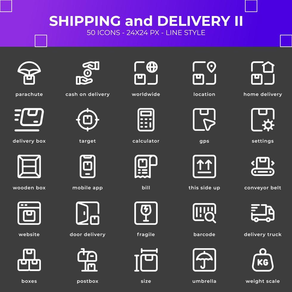 Shipping and Delivery Icon Pack With Black Color vector