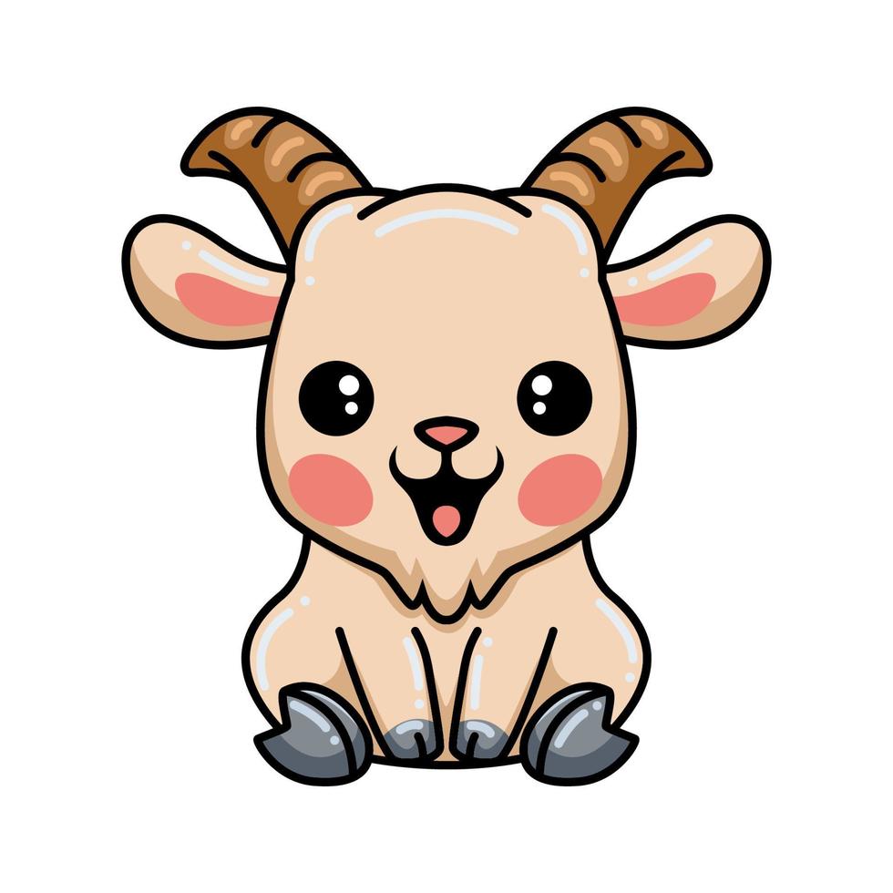 Cute baby goat cartoon sitting vector