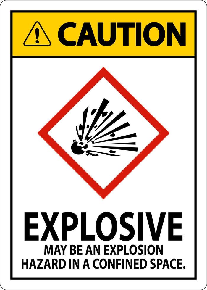 Caution Explosive GHS Sign On White Background vector