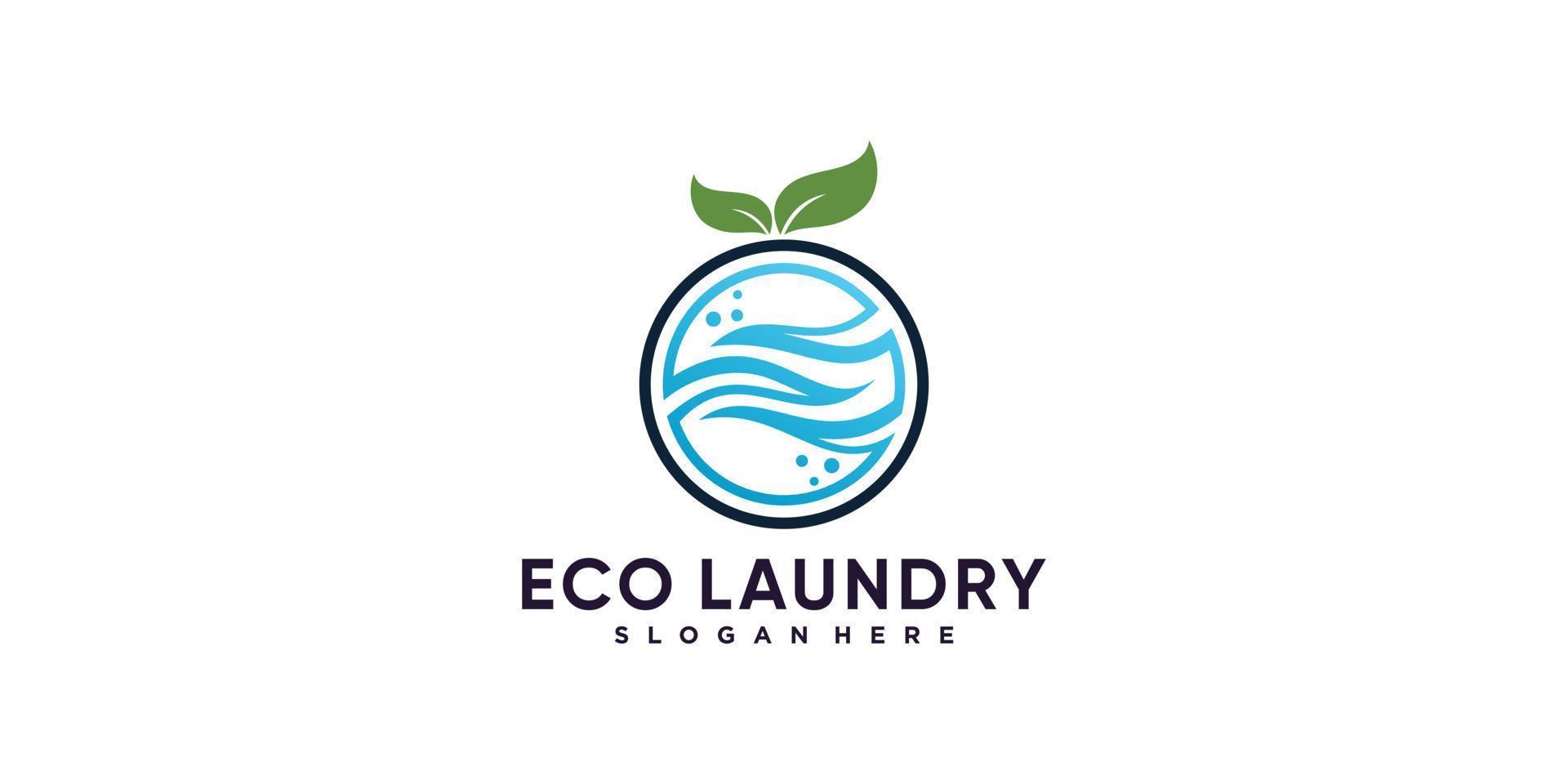 Eco laundry logo design illustration with creative element Premium Vector