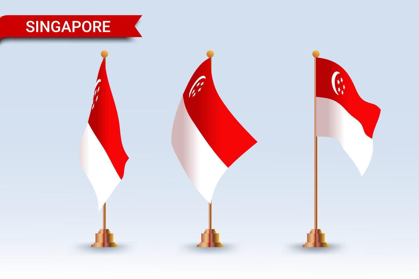 bandera de mesa de singapur con diferentes estilos vector