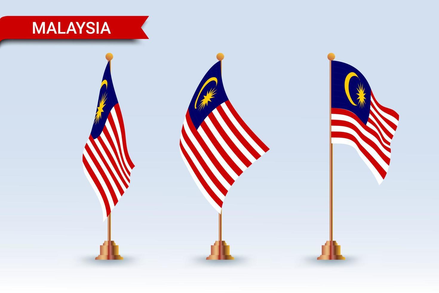 bandera de mesa de malasia con diferentes estilos vector