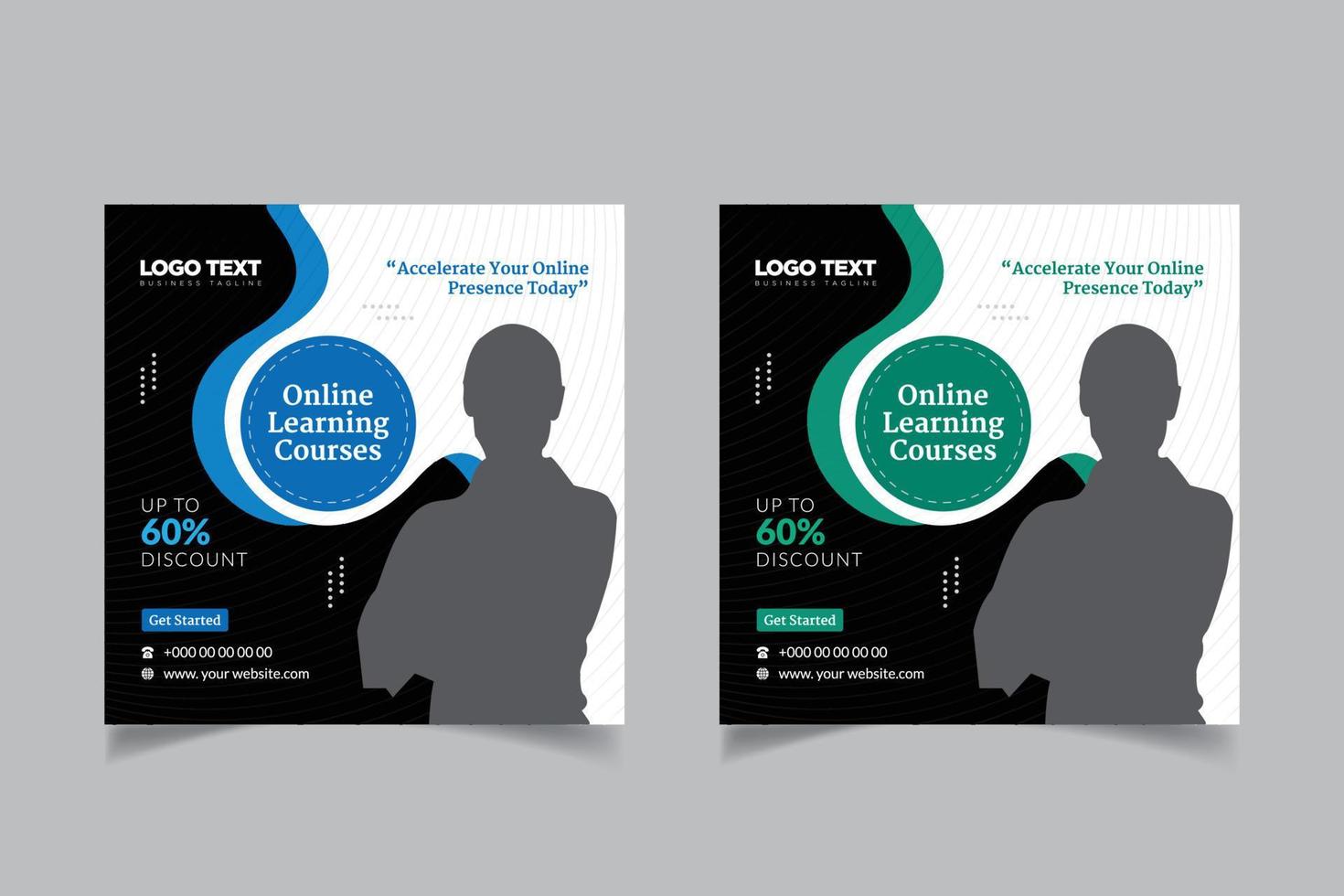 Online learning courses banner social media post vector