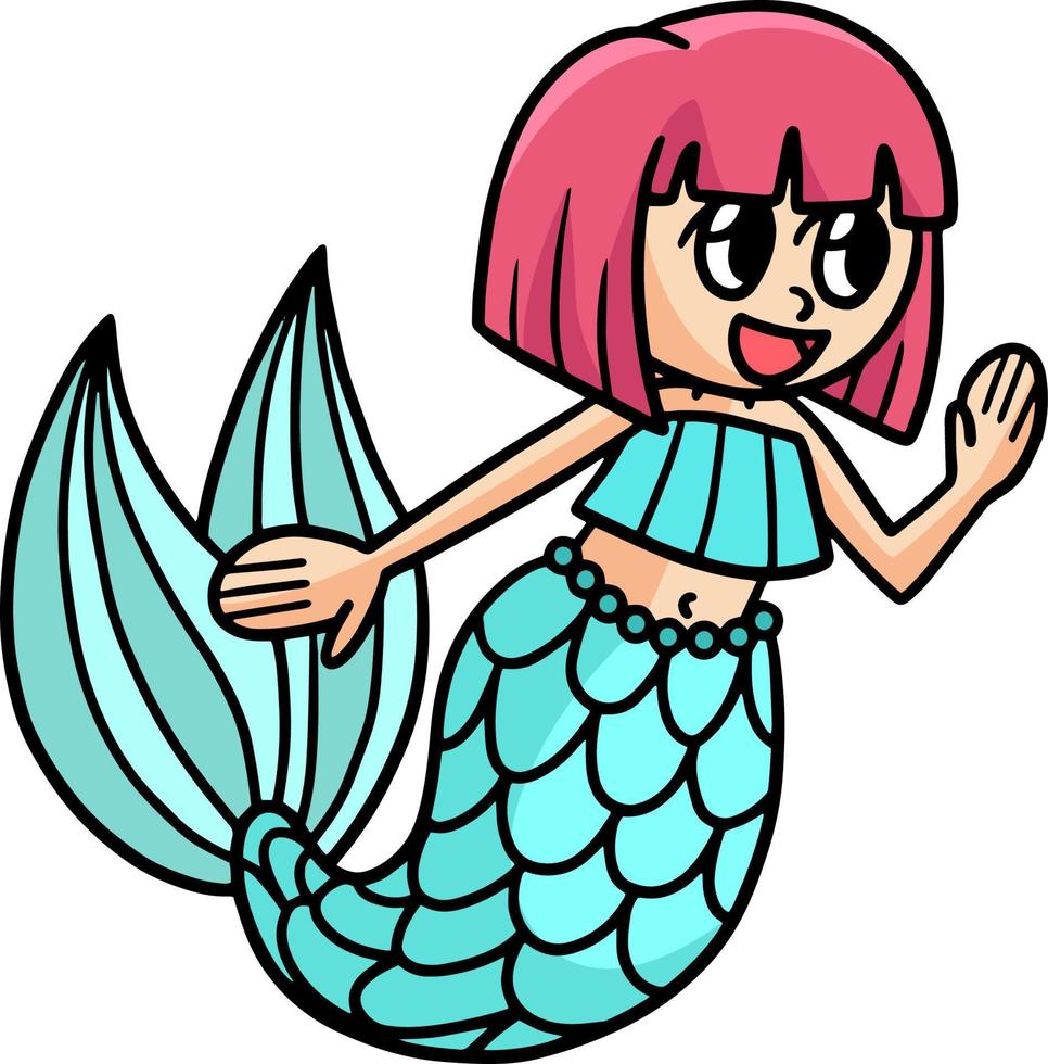 Talking Mermaid Cartoon Colored Clipart vector