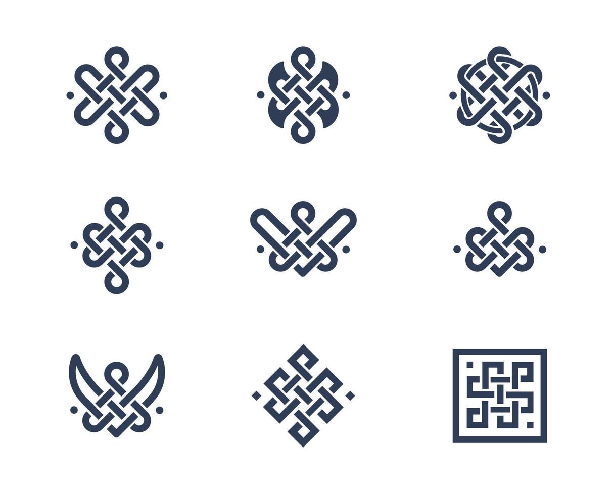 Set of 9 Celtic symbols. Set of Celtic endless knots. Celtic patterns. vector
